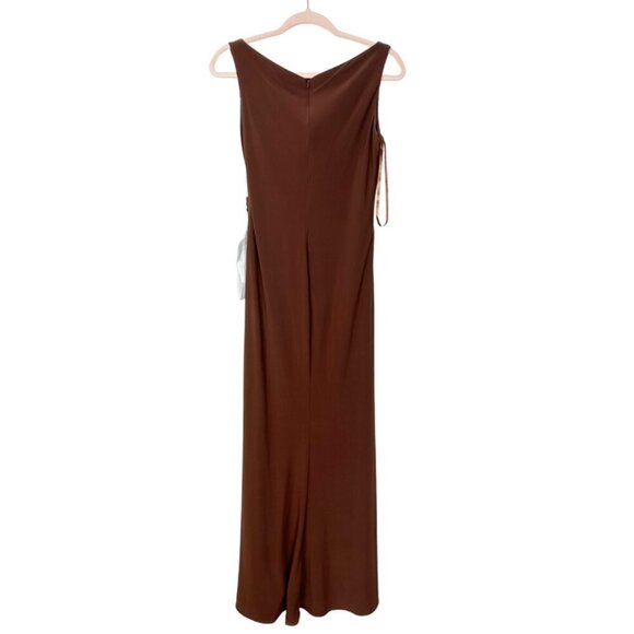 NWT Ieena for Mac Duggal Sleeveless Evening Slit Maxi Dress 8 Chocolate #8067 - Picture 4 of 10